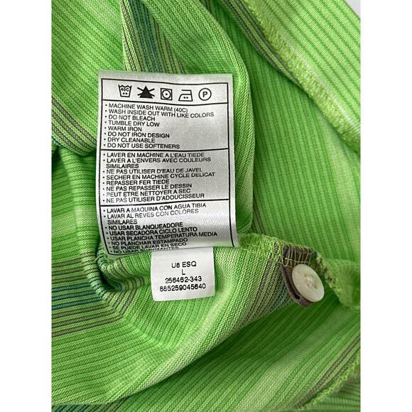 Nike Tiger Woods Collection Golf Polo Dri-Fit Stripes Lime Green Size L - Picture 11 of 11
